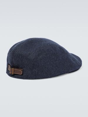 Вълнена шапка с козирки Brunello Cucinelli синьо