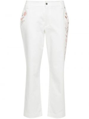 Květinové kalhoty s výšivkou Twinset bílé