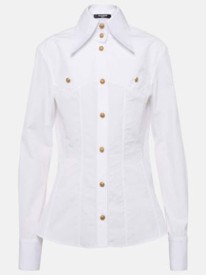 Camisa de algodón Balmain blanco