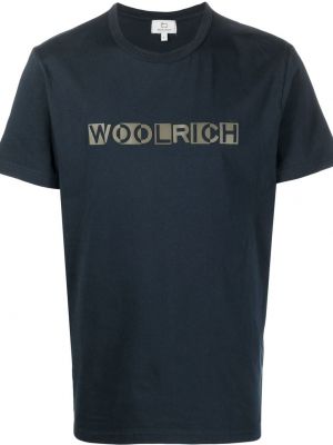 Majica s potiskom Woolrich modra