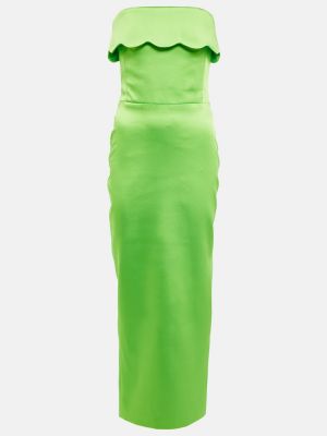 Satenska dolga obleka Rasario zelena