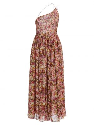 Шелковый платье миди в цветочек с принтом D ô E N