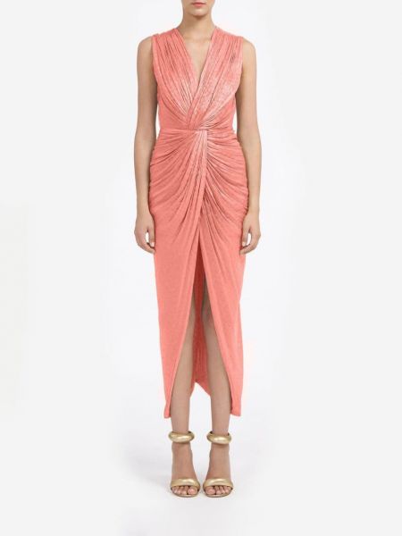 Drapované midi šaty Costarellos růžové