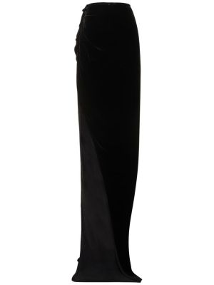 Asymetrické sametové dlouhá sukně Rick Owens černé