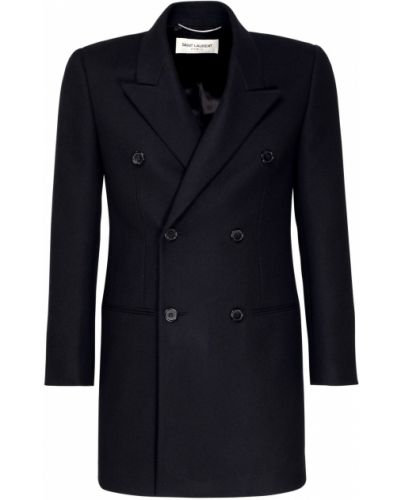 Kašmírový vlněný kabát Saint Laurent černý