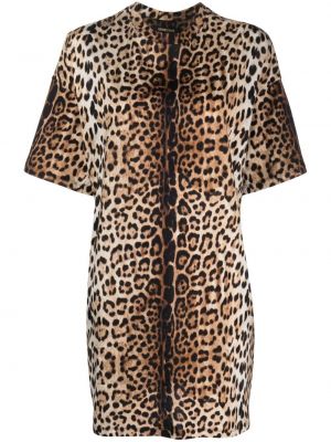 Leopardí bavlněné šaty s potiskem Roberto Cavalli