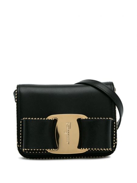 Чанта през рамо с панделка с шипове Ferragamo Pre-owned черно