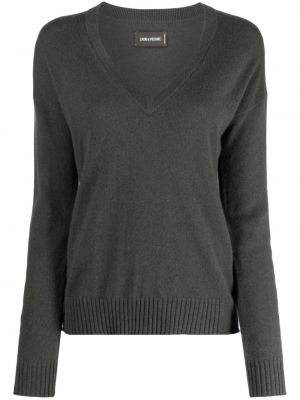 Kašmírový sveter s výstrihom do v Zadig&voltaire sivá