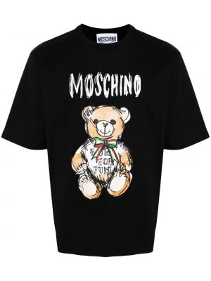 Raštuotas medvilninis marškinėliai Moschino juoda