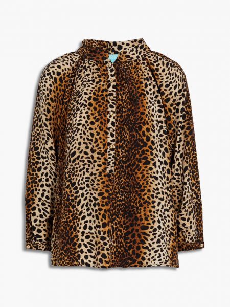 Блузка Lauri из вуали с леопардовым принтом и сборками Melissa Odabash, Animal print