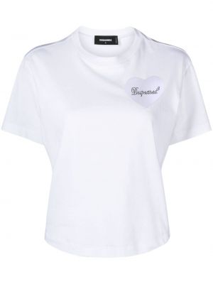 T-shirt en coton avec applique Dsquared2 blanc
