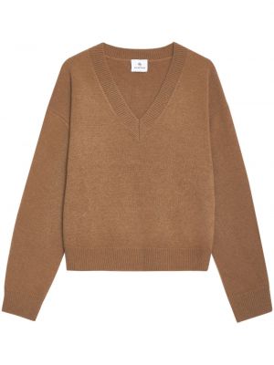Hnědý kašmírový svetr s výstřihem do v Anine Bing