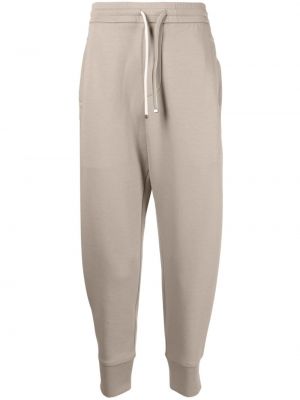 Bavlnené teplákové nohavice Emporio Armani sivá