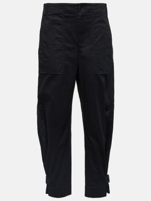 Bavlněné rovné kalhoty s vysokým pasem Proenza Schouler černé