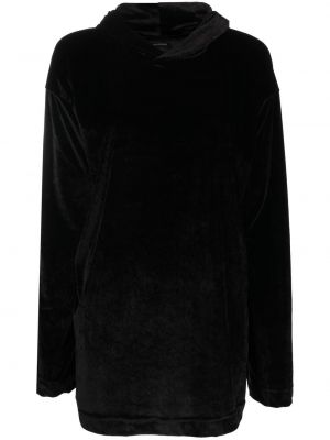 Aksamitna bluza z kapturem Balenciaga czarna