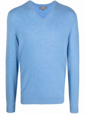 Kašmírový sveter s výstrihom do v N.peal modrá