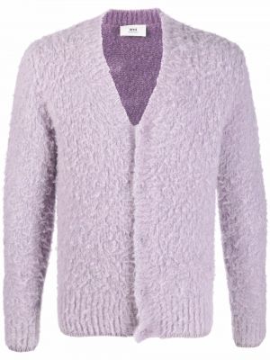 Fleece strickjacke mit v-ausschnitt Ami Paris lila