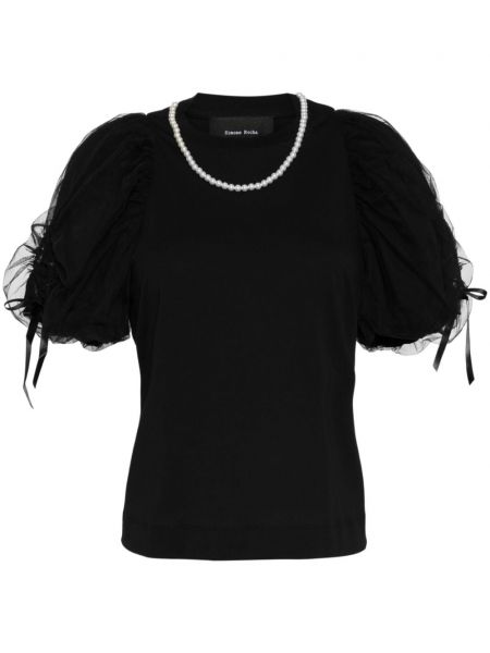 T-krekls ar pērļu Simone Rocha melns