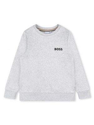 Hoodie con stampa con scollo tondo Boss Kidswear grigio