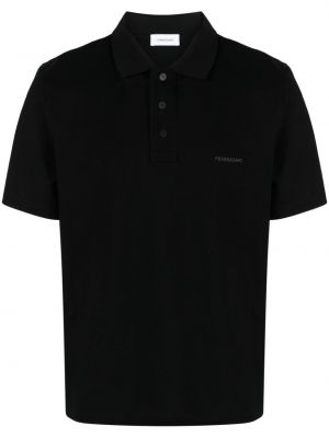Kokvilnas polo krekls ar izšuvumiem Ferragamo melns