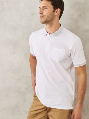 Brīva piegriezuma kokvilnas polo krekls ar kabatām Altinyildiz Classics balts