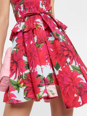 Pamučna haljina s cvjetnim printom Oscar De La Renta plava
