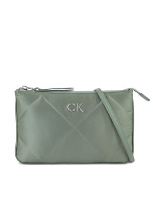 Saténová crossbody kabelka Calvin Klein zelená