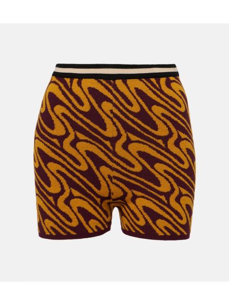 Shorts taille haute en jacquard Dries Van Noten orange