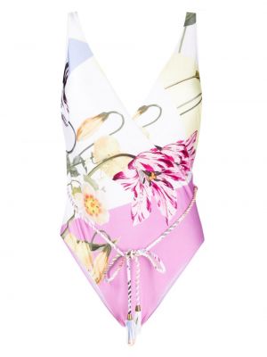 Costum de baie cu model floral cu imagine Ted Baker roz