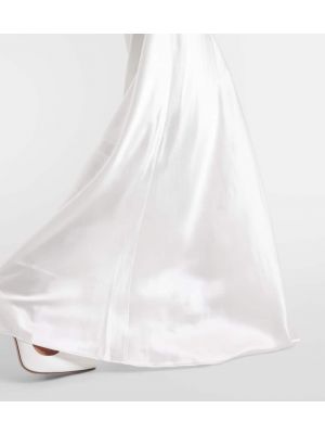 Svilena maksi haljina s cvjetnim printom s čipkom Rodarte bijela