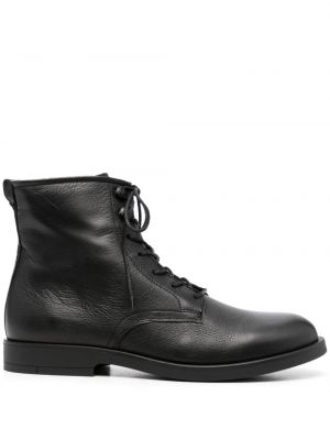 Krajkové kožené šněrovací kotníkové boty Calvin Klein černé