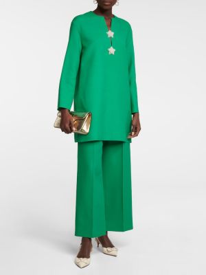 Jedwabna sukienka wełniana Valentino zielona