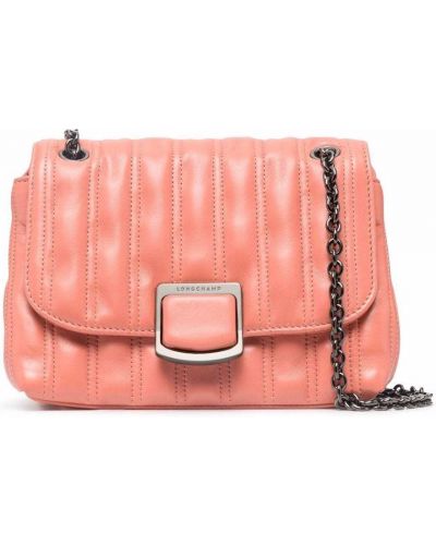 Δερμάτινη τσάντα χιαστί Longchamp ροζ