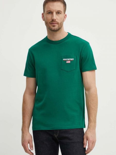 Koszulka bawełniana Polo Sport zielona