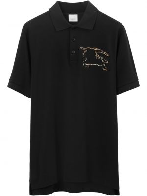Памучна поло тениска с принт Burberry черно