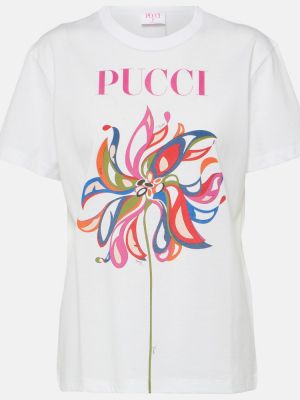 T-shirt en coton à imprimé Pucci blanc
