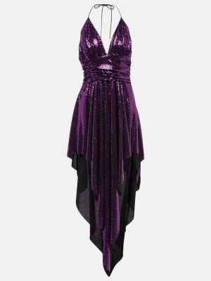 Robe mi-longue à paillettes asymétrique Alexandre Vauthier violet