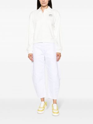 Bluza bawełniana z nadrukiem Lacoste biała