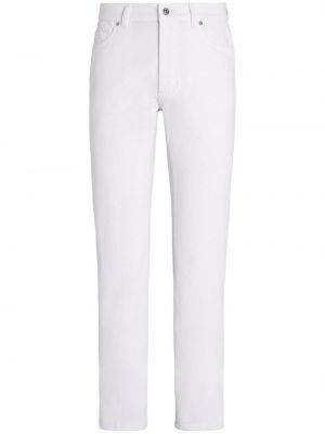 Manšestrové rovné kalhoty Zegna bílé