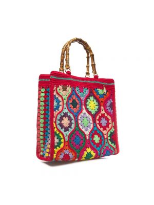 Shopper handtasche mit taschen La Milanesa rot
