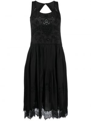 Кружевное ажурное платье на шнуровке Twinset, черное