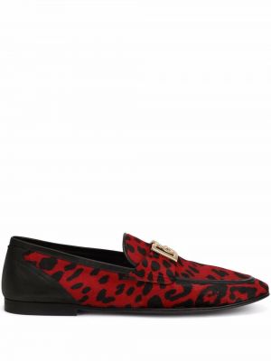 Pantofi loafer cu imagine cu model leopard cu cataramă Dolce & Gabbana