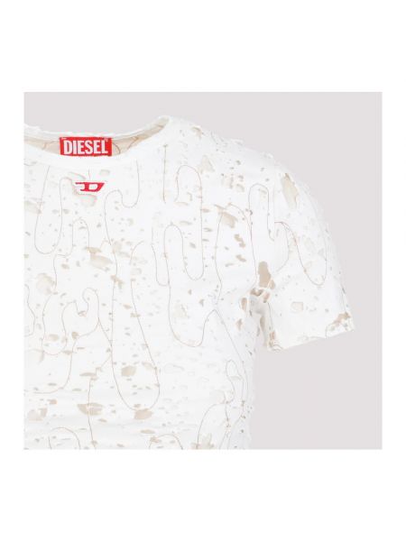 Camiseta desgastada de algodón Diesel blanco