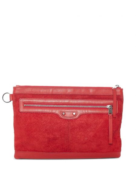 Semišová listová kabelka Balenciaga Pre-owned červená
