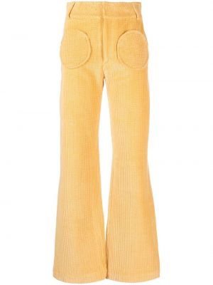 Pantaloni cu picior drept de catifea cord Destree galben
