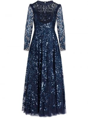 Прозрачна вечерна рокля Needle & Thread синьо