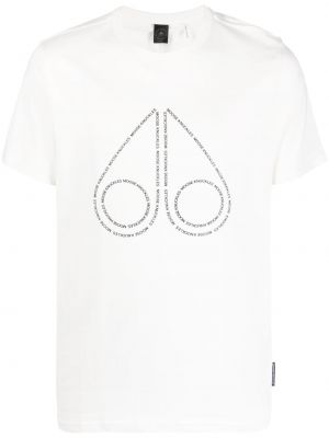 Тениска с принт от джърси Moose Knuckles бяло