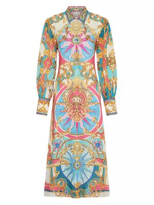 Льняное платье-рубашка с принтом с абстрактным узором Camilla