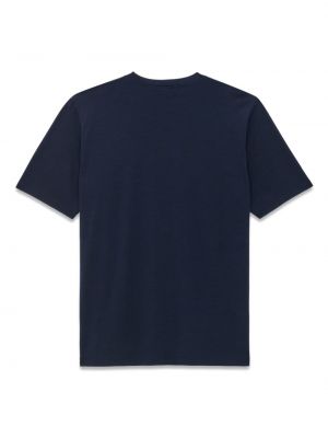 Jedwabna haftowana koszulka wełniana Saint Laurent niebieska