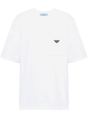Βαμβακερή μπλούζα Prada λευκό